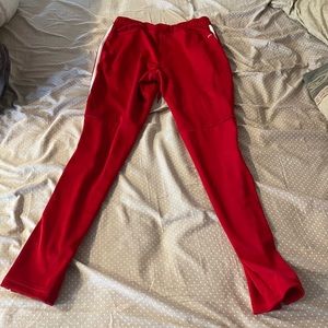 Red adidas joggers
